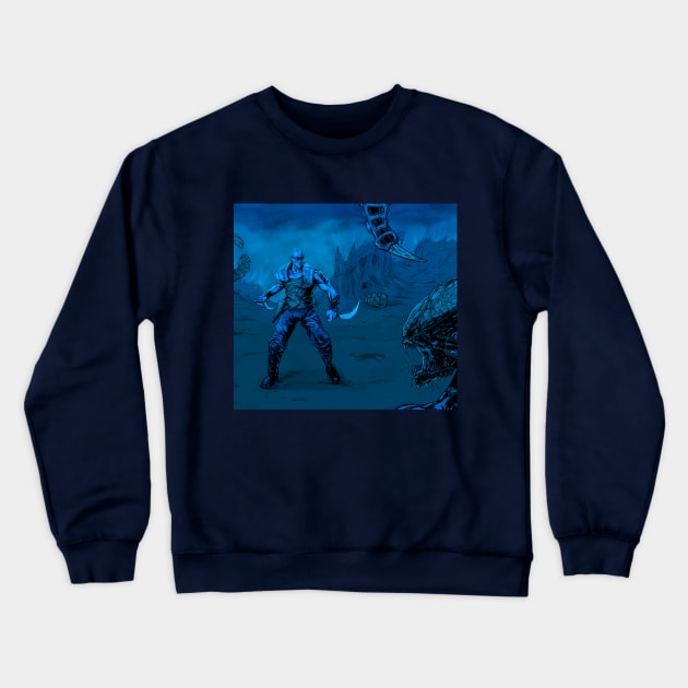 Riddick Vs Aliens Crewneck Sweatshirt by Art Of Lunatik